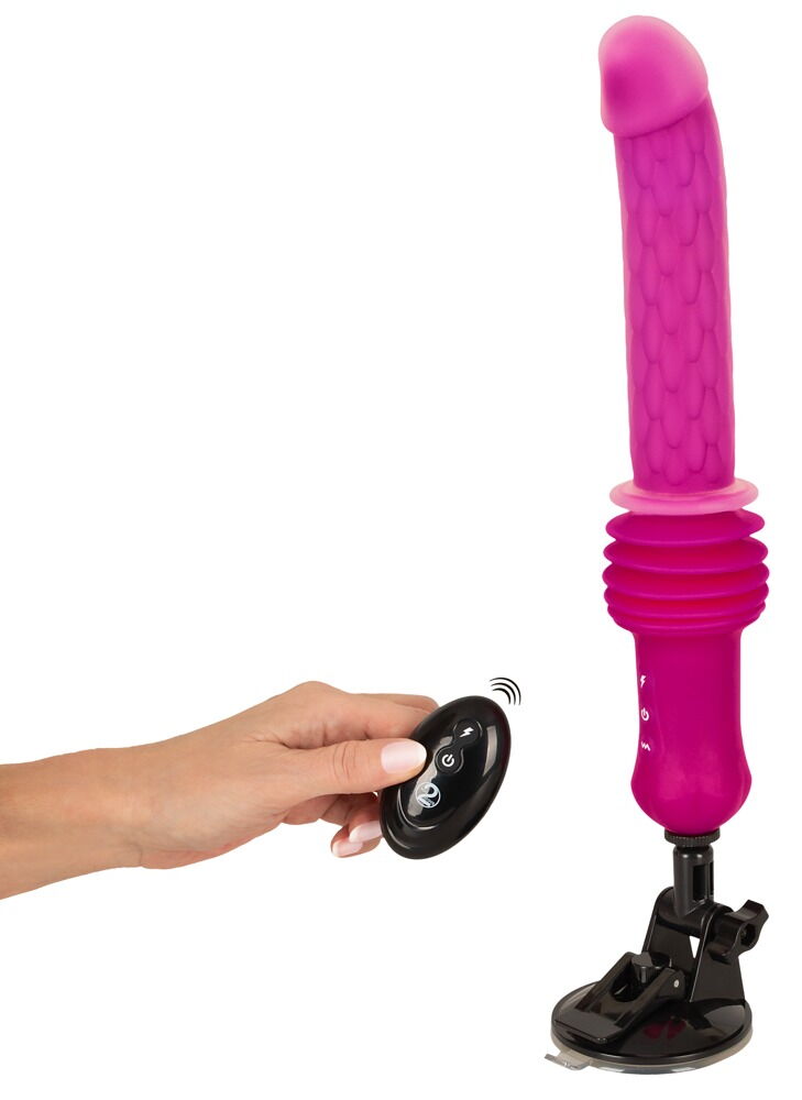 Stoßvibrator „RC Warming Fucking Machine“ mit abnehmbarem Saugfuß