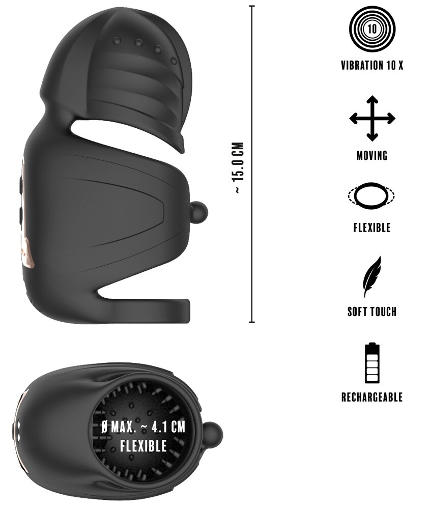 Masturbator mit Vibration und beweglichem Eichel-Stimulator