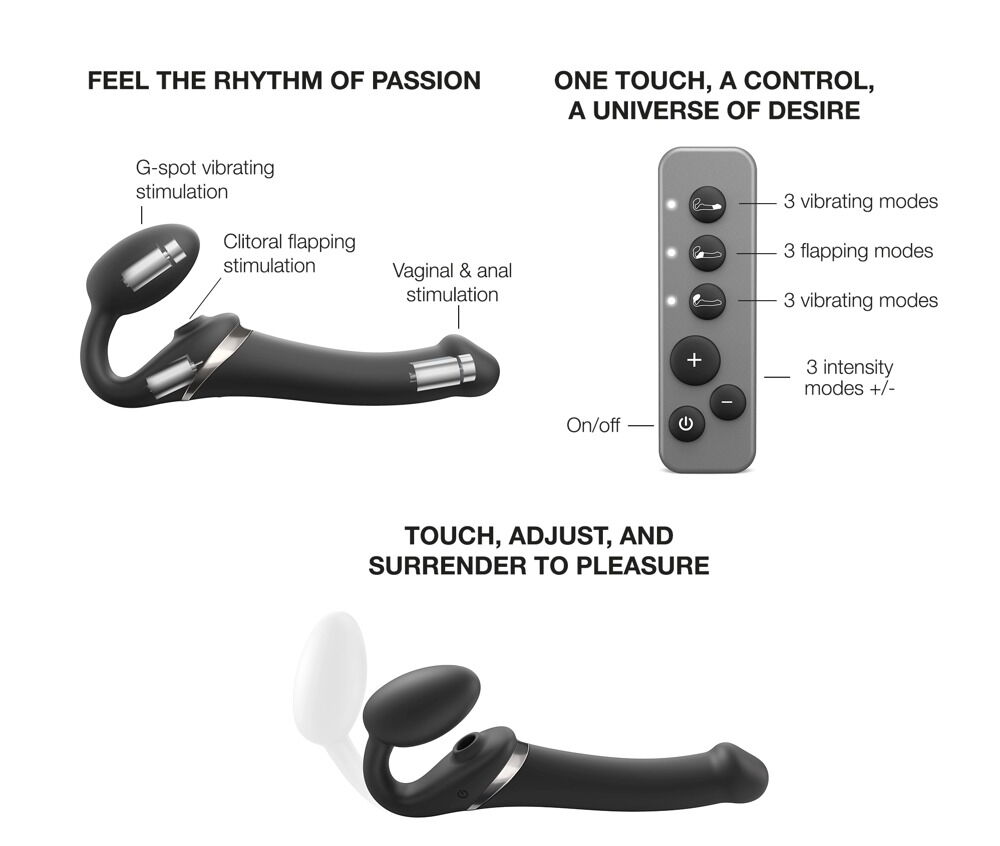Strapless Strap-on „Multi Orgasm Bendable“ mit 3 Motoren