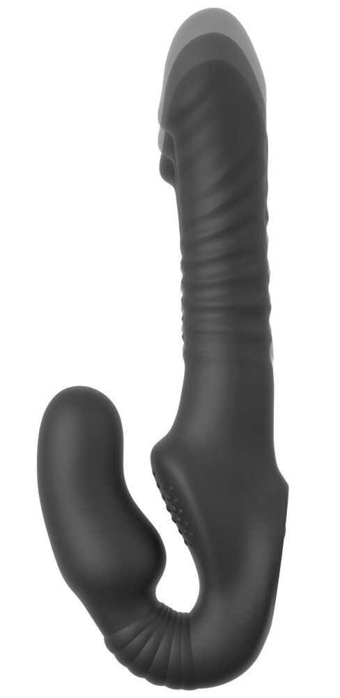 Strapless Strap-on „Thrusting Double Teaser RC“ mit Stoßfunktion
