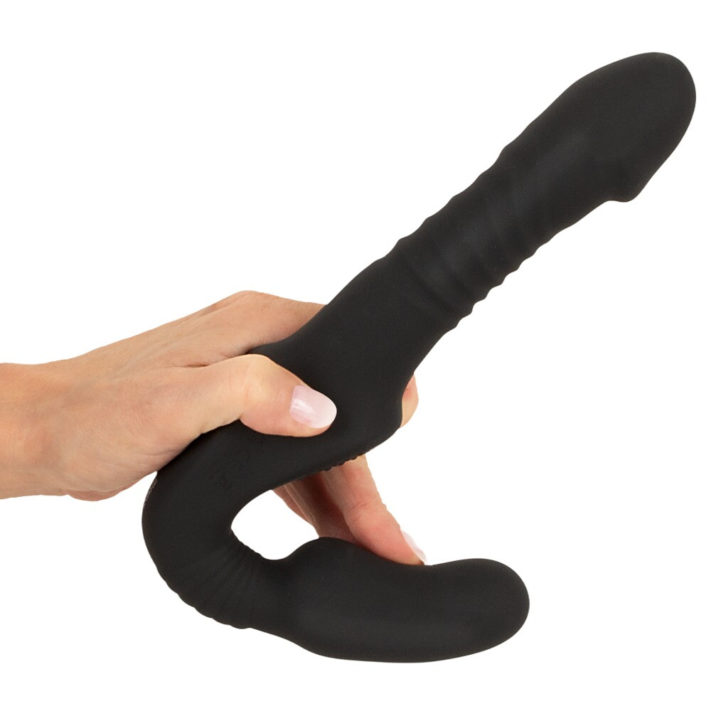 Strapless Strap-on „Thrusting Double Teaser RC“ mit Stoßfunktion