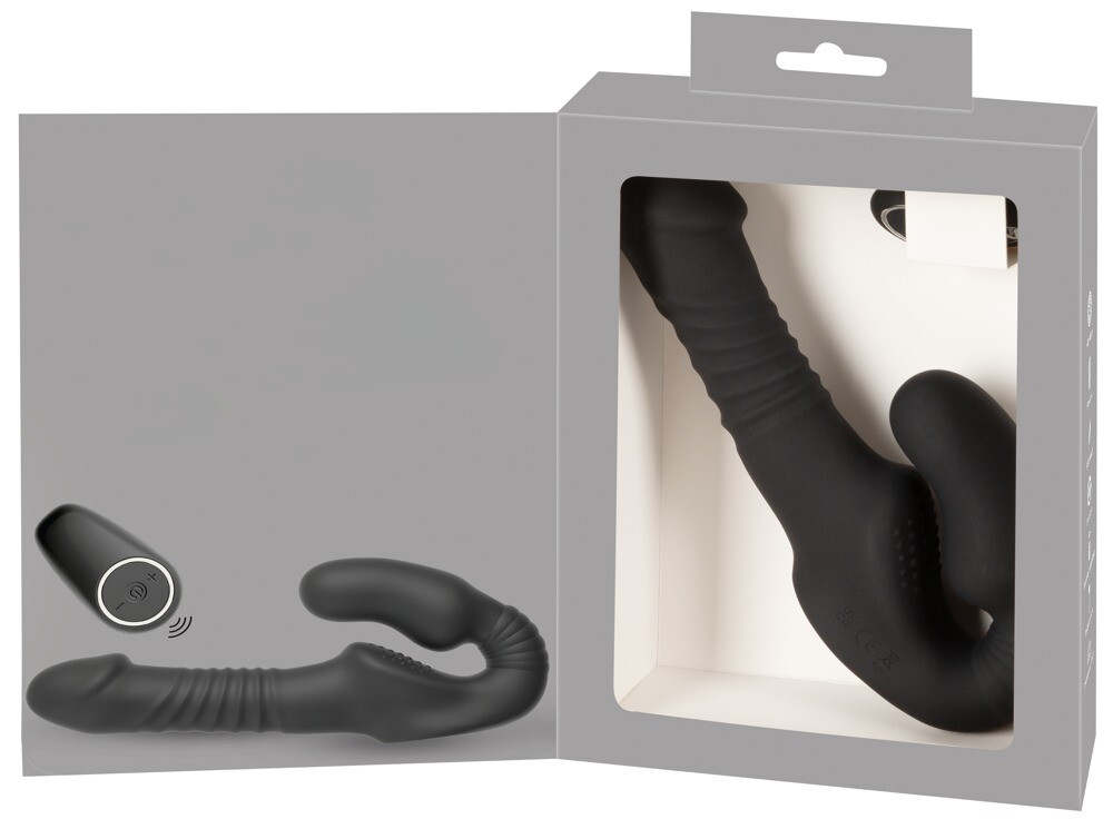 Strapless Strap-on „Thrusting Double Teaser RC“ mit Stoßfunktion