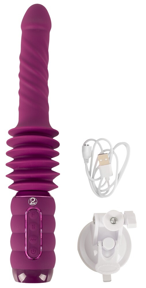 Stoßvibrator „Thrusting & Rotating Fucking Machine“ mit abnehmbarem Saugfuß