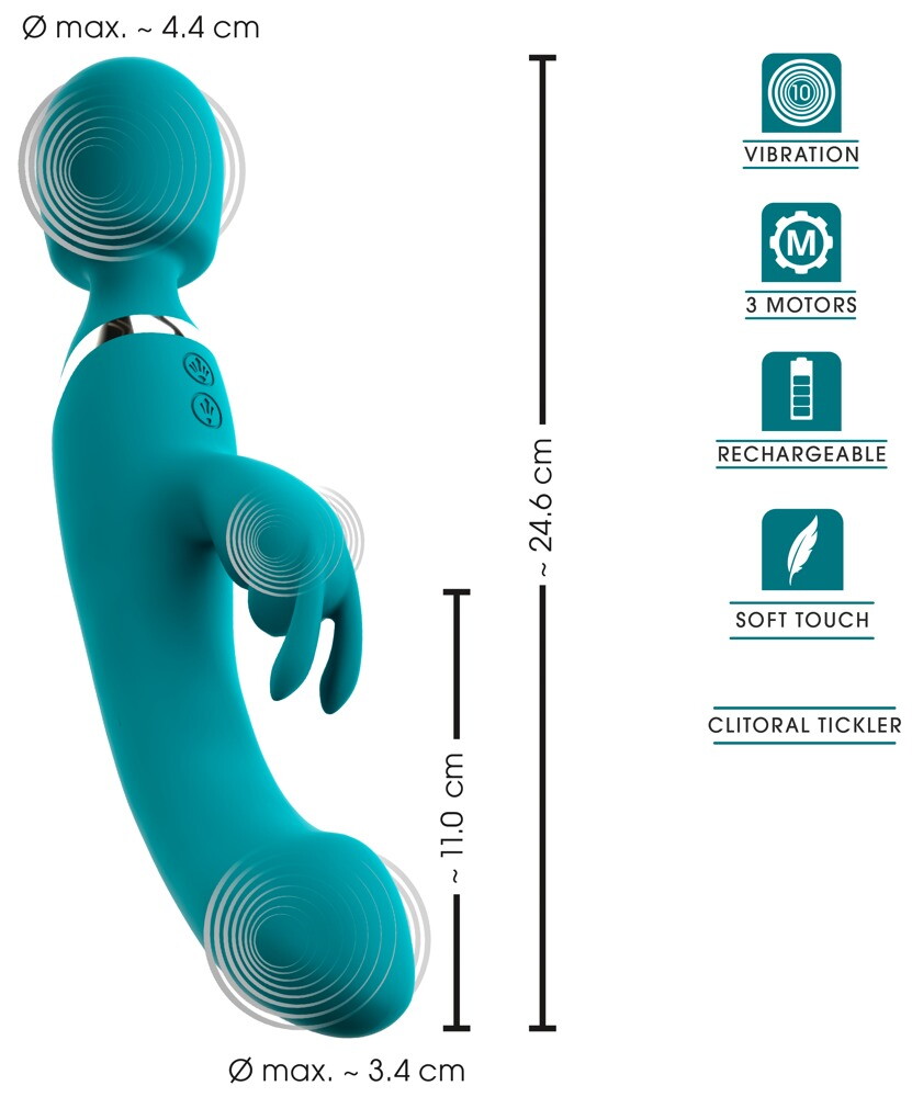 Massagestab und Rabbitvibrator in einem Toy